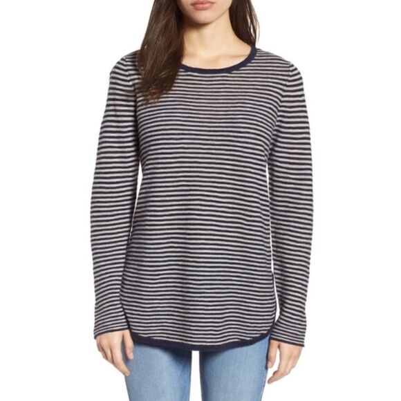 Eileen Fisher Organic Linen Striped Sweater LG Quiet Luxury Coastal Cowgirl - Picture 1 of 10